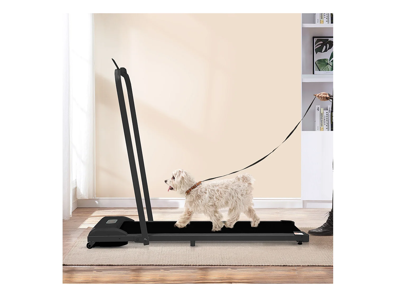 Tapis de course pliable 2 en 1, vitesse de 1 à 6 km/h avec télécommande, écran LED haut-parleur Bluetooth Noir