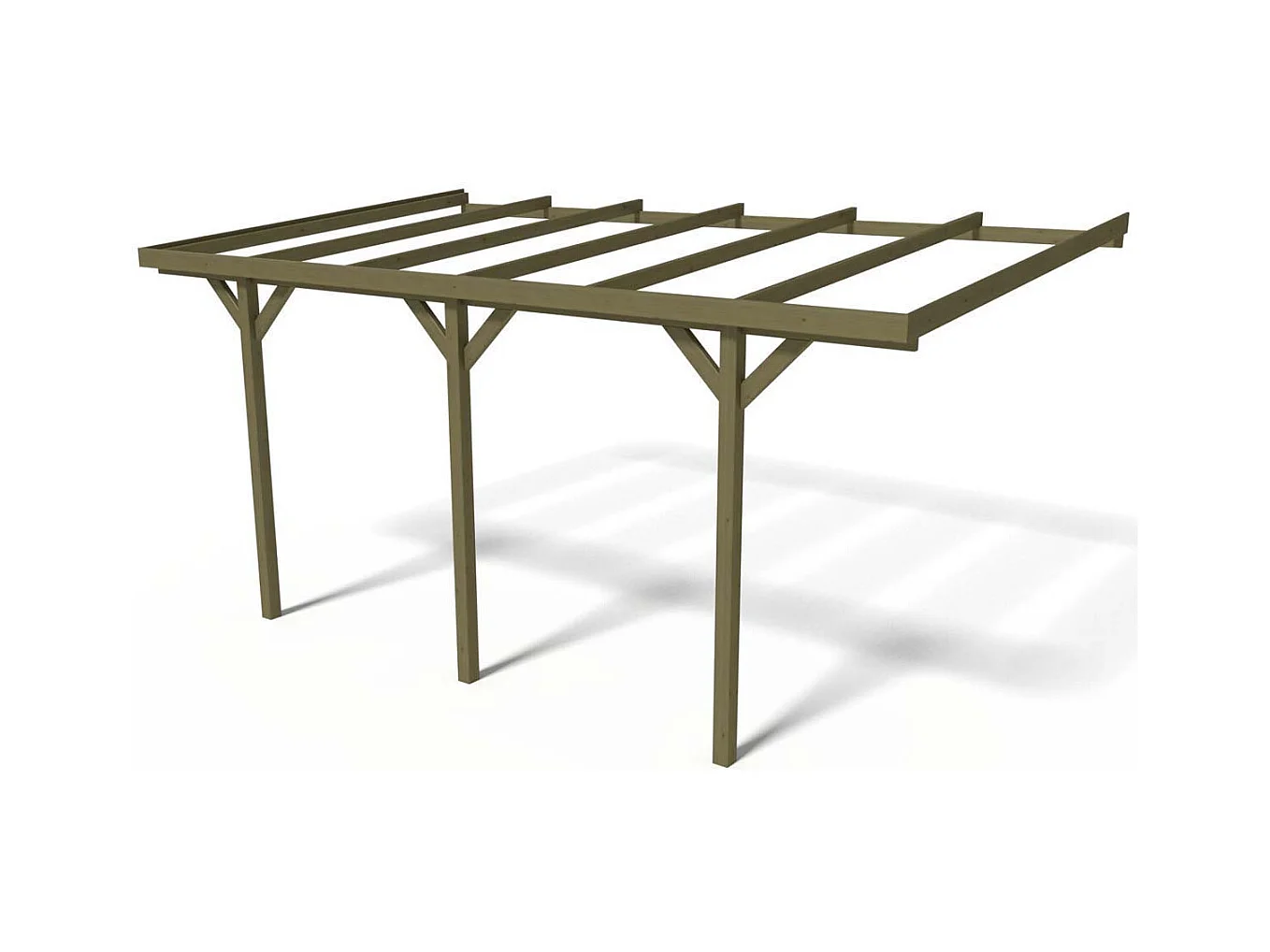 Carport bois adossé voiture " Solar 2  " - 300 x 454 x 245 cm