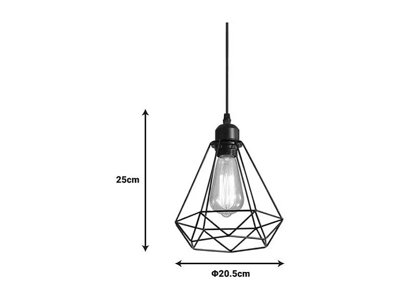 plafonnier suspension luminaire métal noir 20,5x25 cm