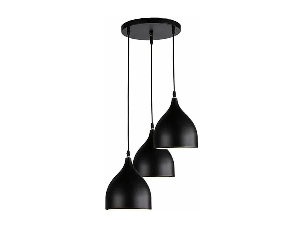 plafonnier suspension luminaire trois lumières métal noir 30x17x120 cm