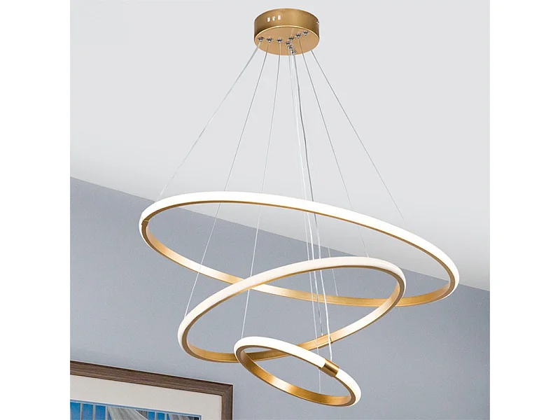 plafonnier suspension luminaire led 60-80w doré d60x100cm