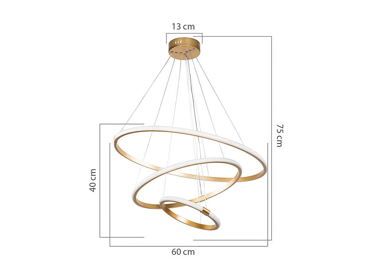 plafonnier suspension luminaire led 60-80w doré d60x100cm