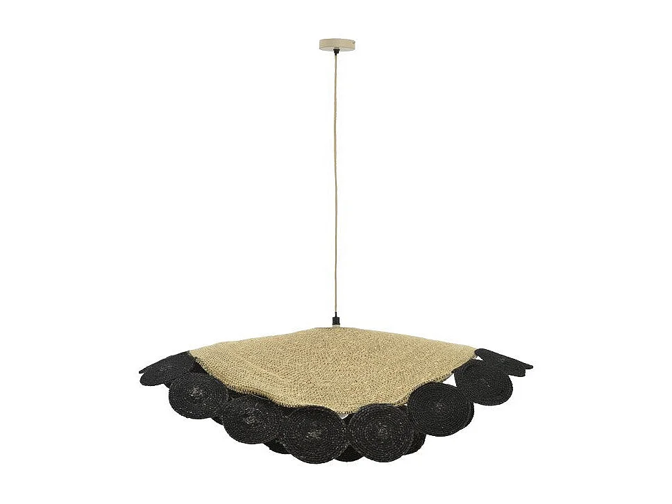 plafonnier suspension luminaire noir en jute 70x100 cm