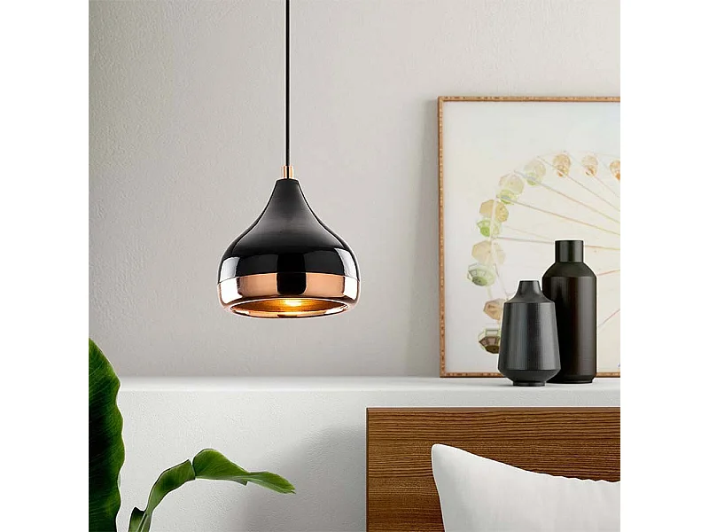 plafonnier suspension luminaire elprecious e27 couleur noir-bronze d17x112cm