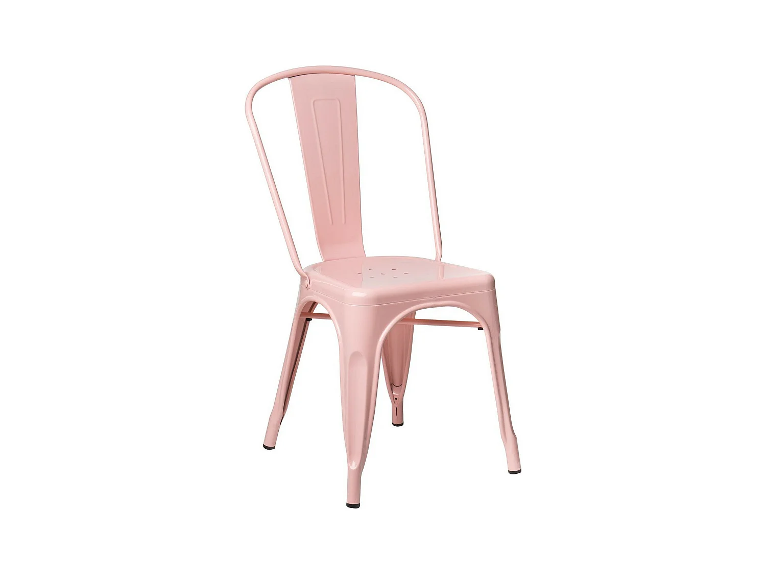 Silla industrial de acero brillante Kontoir, negra-Color Rosa claro