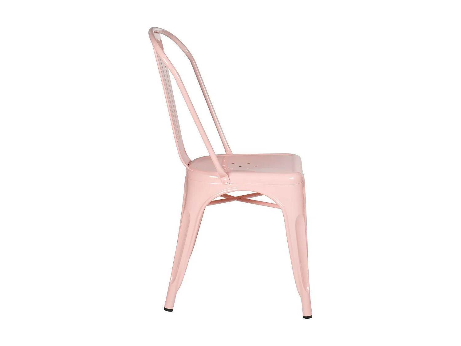 Silla industrial de acero brillante Kontoir, negra-Color Rosa claro