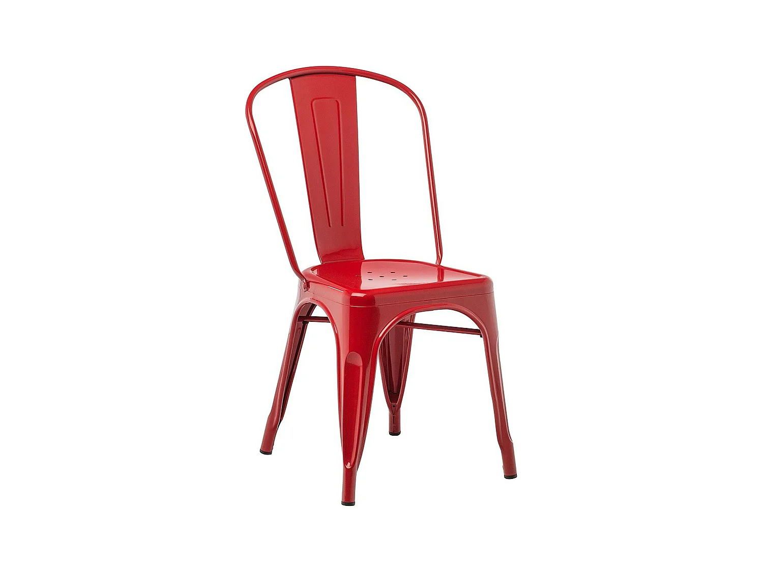 Silla industrial de acero brillante Kontoir, negra-Color Rojo
