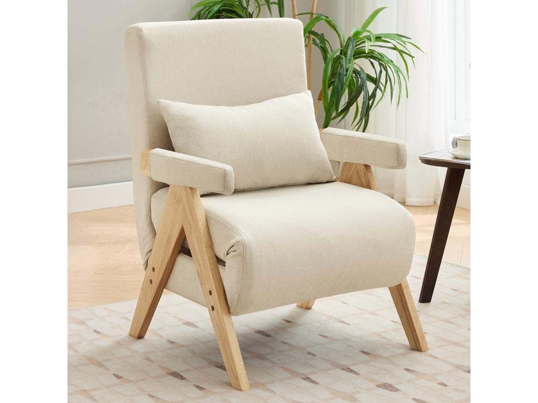 Sofa 3 w 1, rozkładana sofa - 64 x 68,5 x 93 cm - tkanina lniana - z funkcją spania beżowa