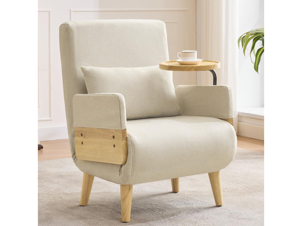 Sofa 3 w 1, rozkładana sofa - 58 x 67 x 88 cm - tkanina lniana - z funkcją spania - beżowa