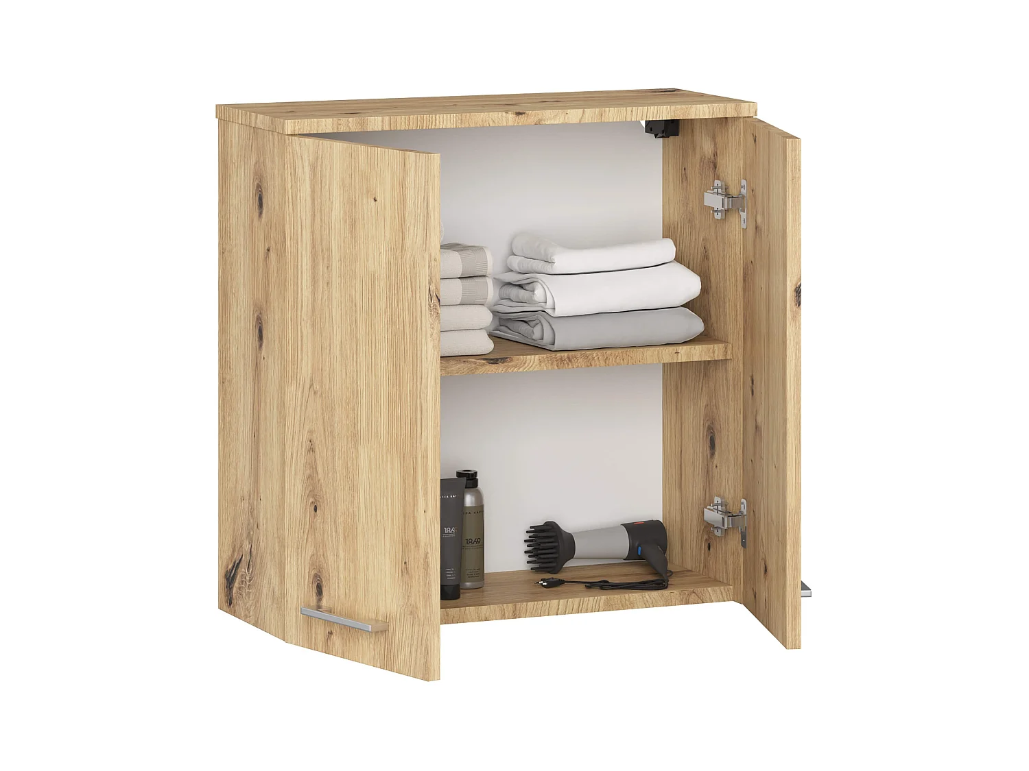 Hängender Badezimmerschrank AKORD FIN Artisan Eiche 60 cm 2 Türen 2 Ebenen B60 x H60 x T22,5 cm