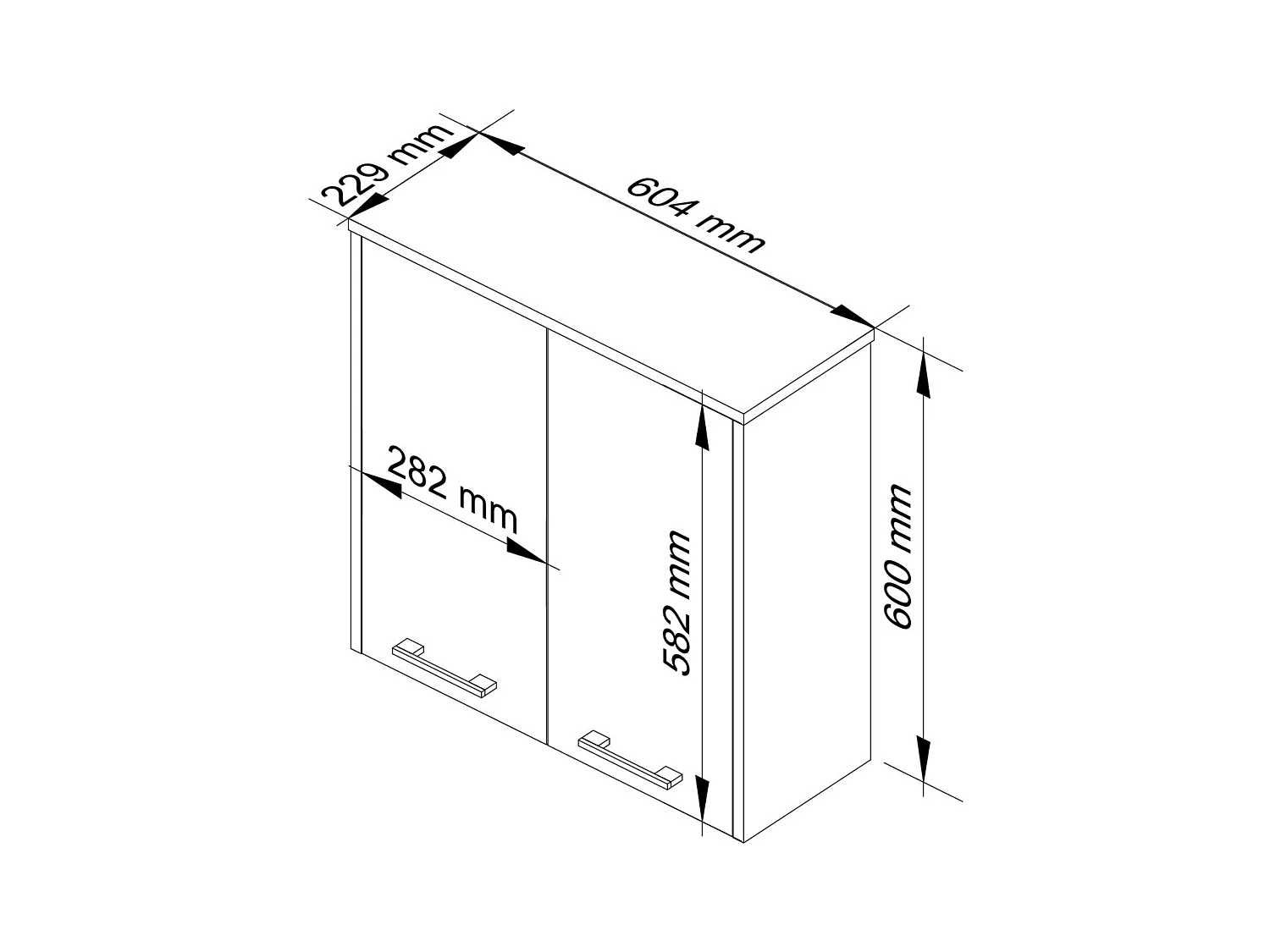 Hängender Badezimmerschrank AKORD FIN Artisan Eiche 60 cm 2 Türen 2 Ebenen B60 x H60 x T22,5 cm