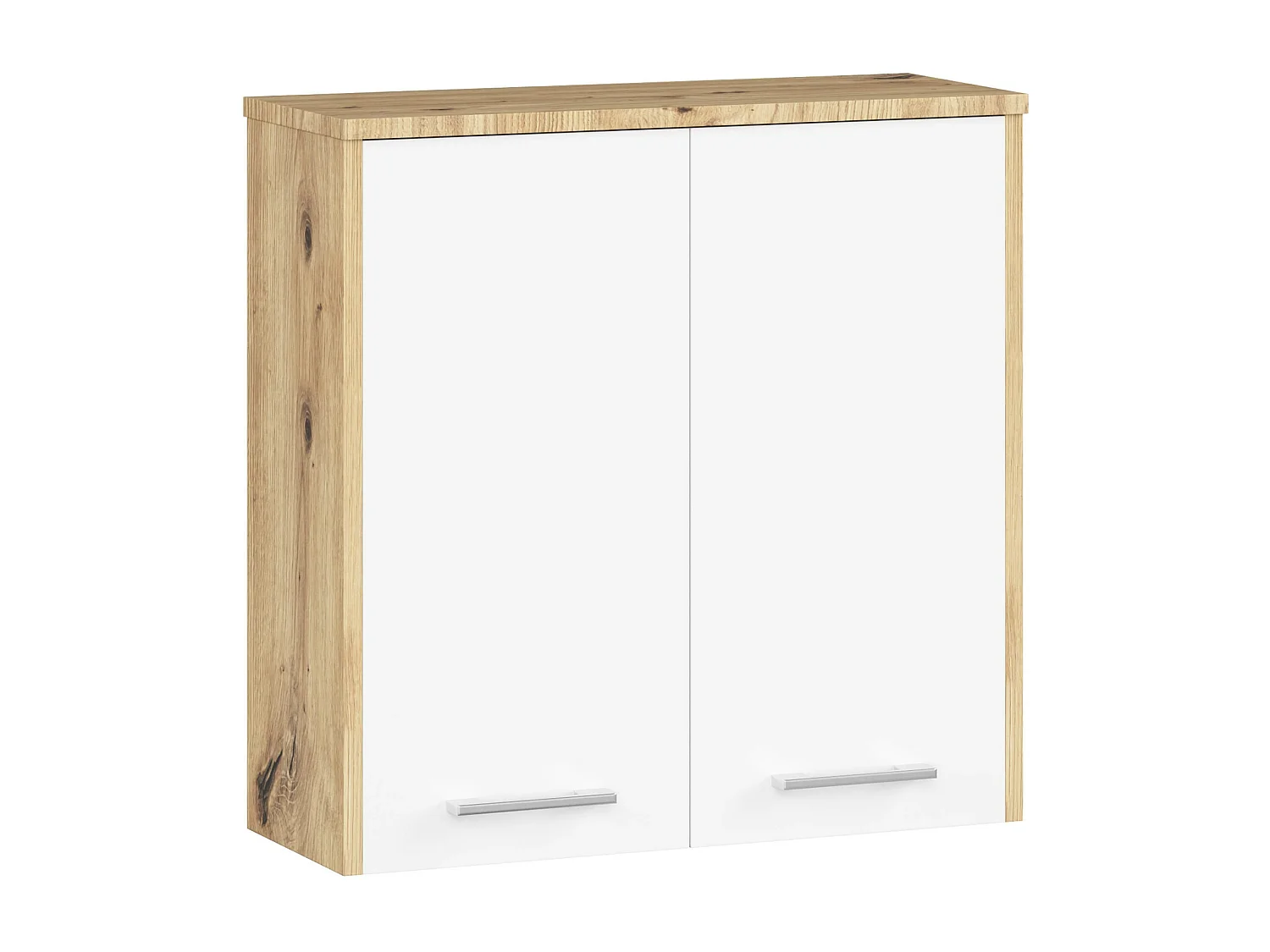 Armoire salle de bains AKORD FIN accr. au mur Chêne Artisan 60 cm 2 portes façade Blanche 2 étagères 60x22,5x60 cm
