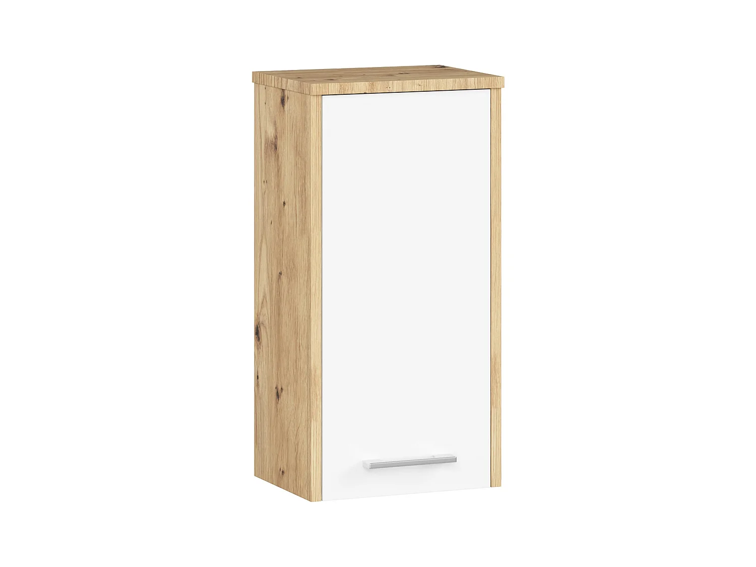 Armoire salle de bains AKORD FIN accr. au mur Chêne Artisan 30 cm 1 porte façade Blanche 2 étagères 30x22,5x60 cm