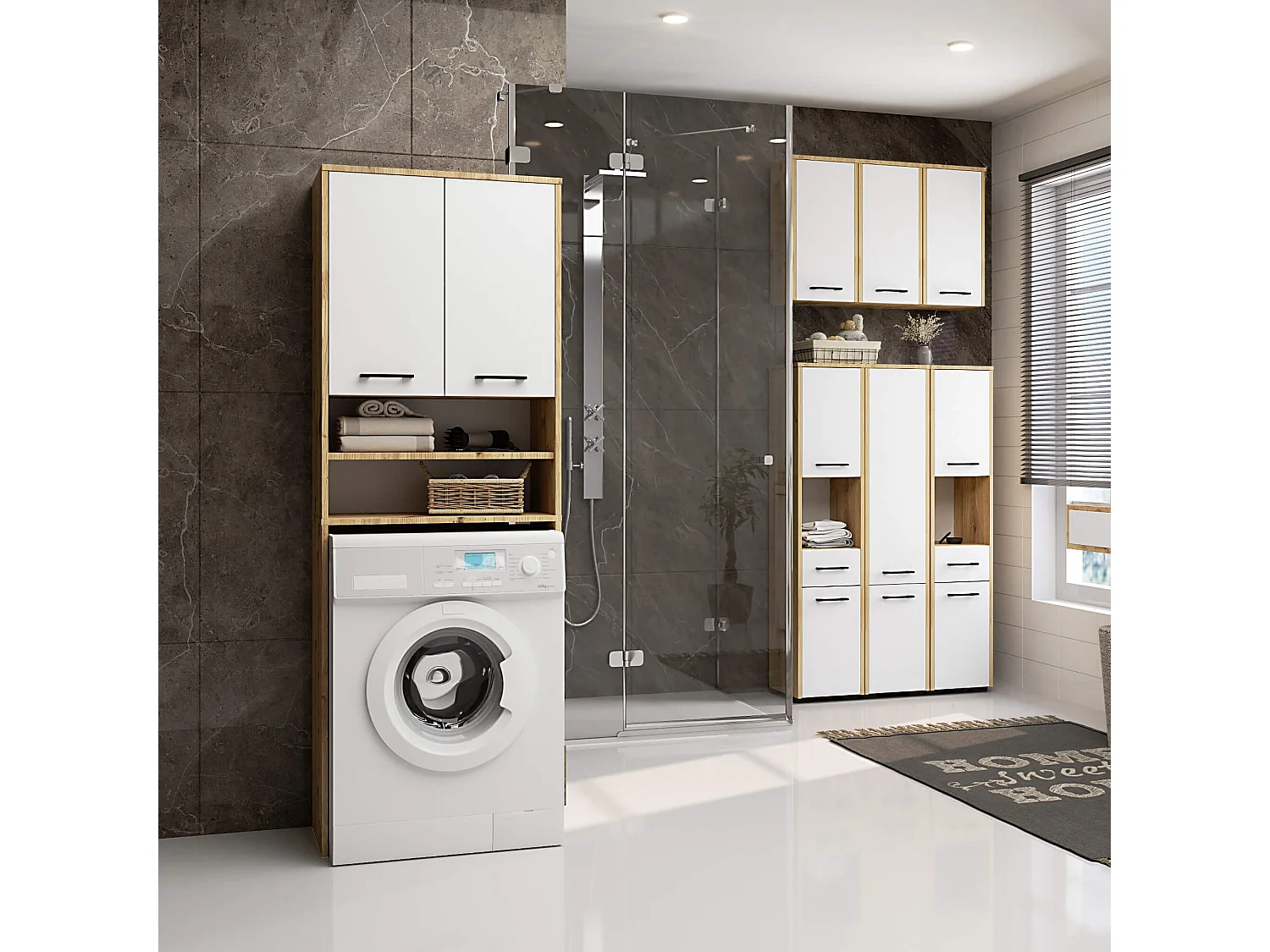 Hangende Badkamerkast FIN W30 met 1 Deur / AKORD Furniture Factory / Artisan Eik - Wit / 30 x 60 x 22,5 cm