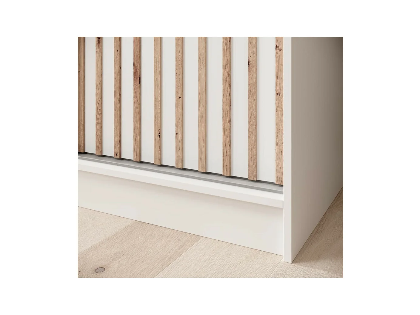 Armoire Ines (200 cm)/Portes coulissantes/Miroir et tiroirs/Blanc&Marron