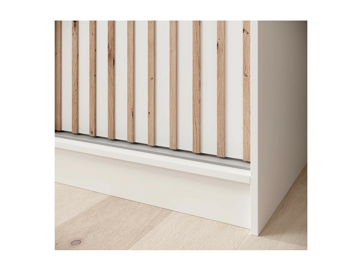 Armoire Ines (200 cm)/Portes coulissantes/Miroir et tiroirs/Blanc&Marron