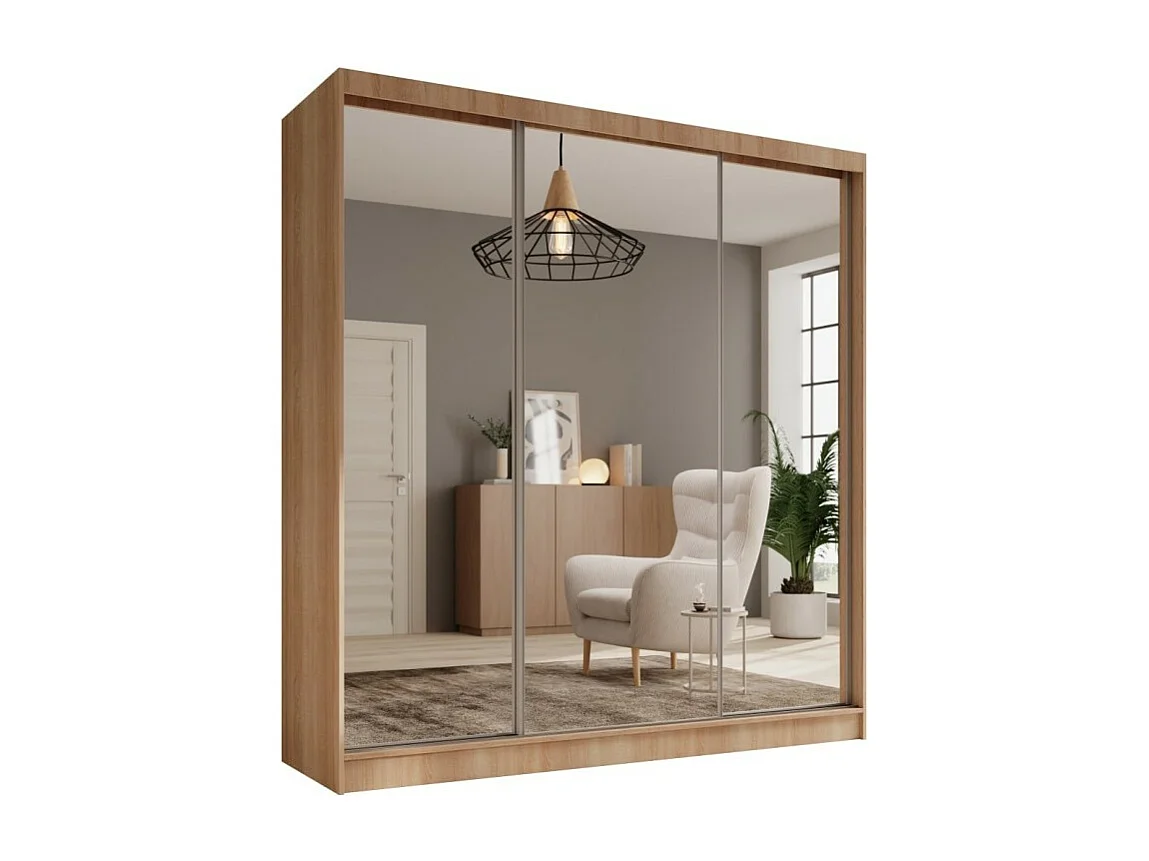 Kleiderschrank Tilo (200cm)/Schiebetüren/Spiegel/Braun