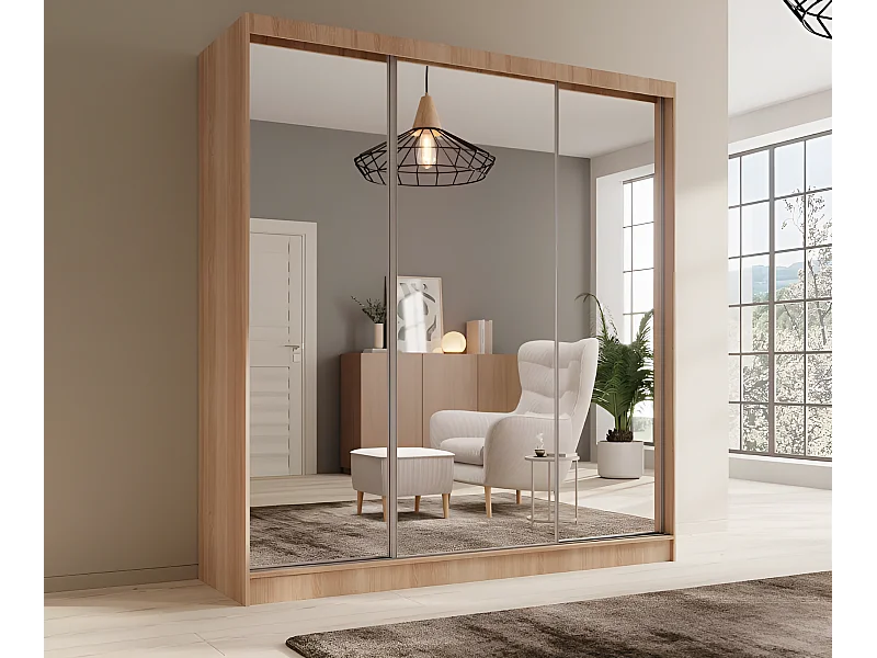 Kleiderschrank Tilo (200cm)/Schiebetüren/Spiegel/Braun