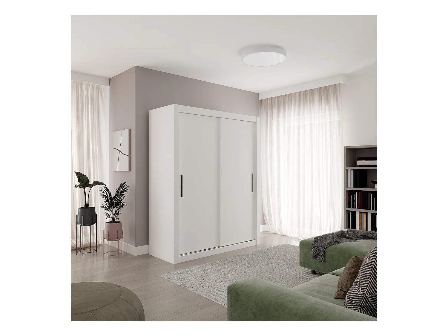 Armoire chambre adulte DIVA 160cm – 2 portes coulissantes-Blanc