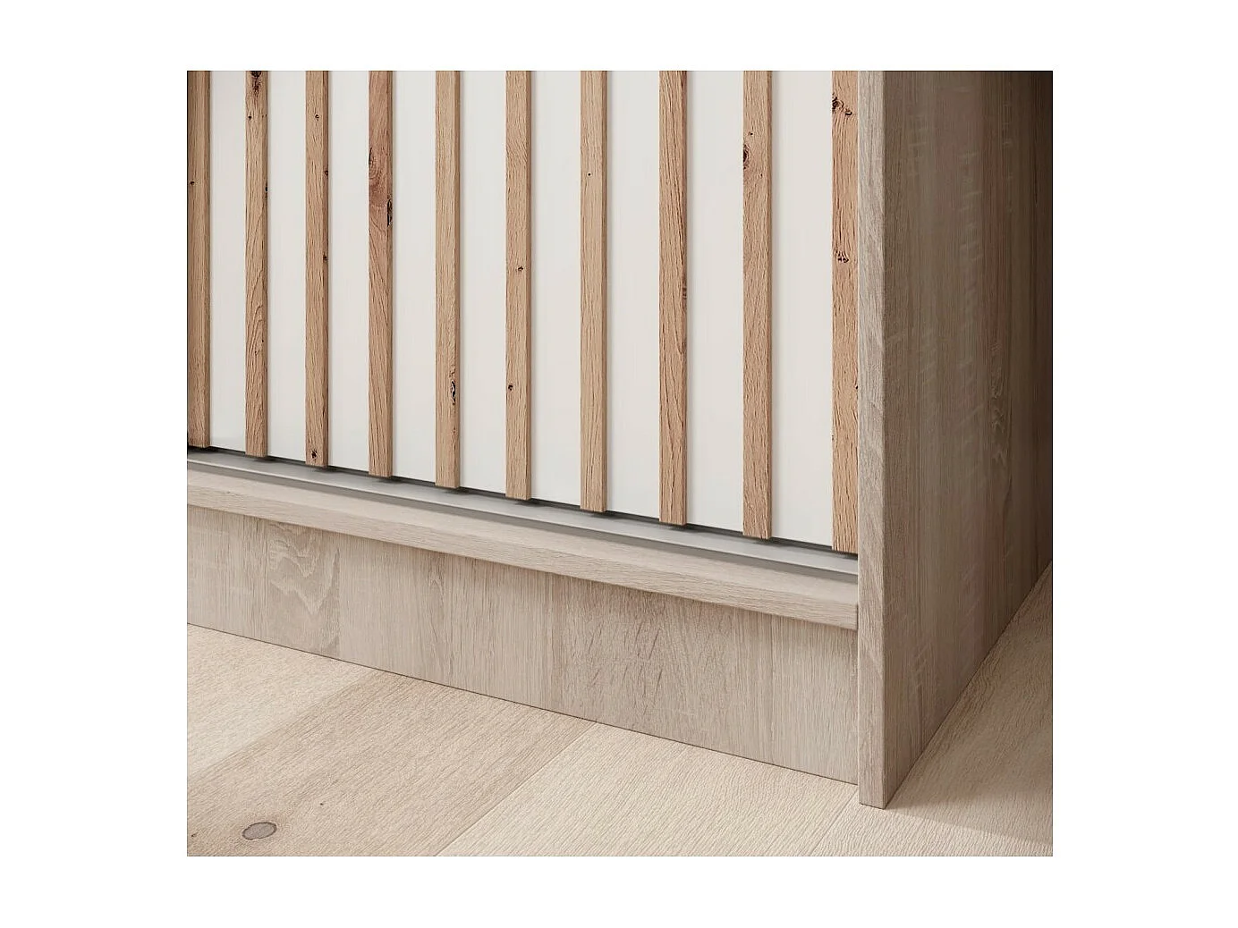 Armoire Ines (200 cm)/Portes coulissantes/Miroir et tiroirs/Blanc&Marron