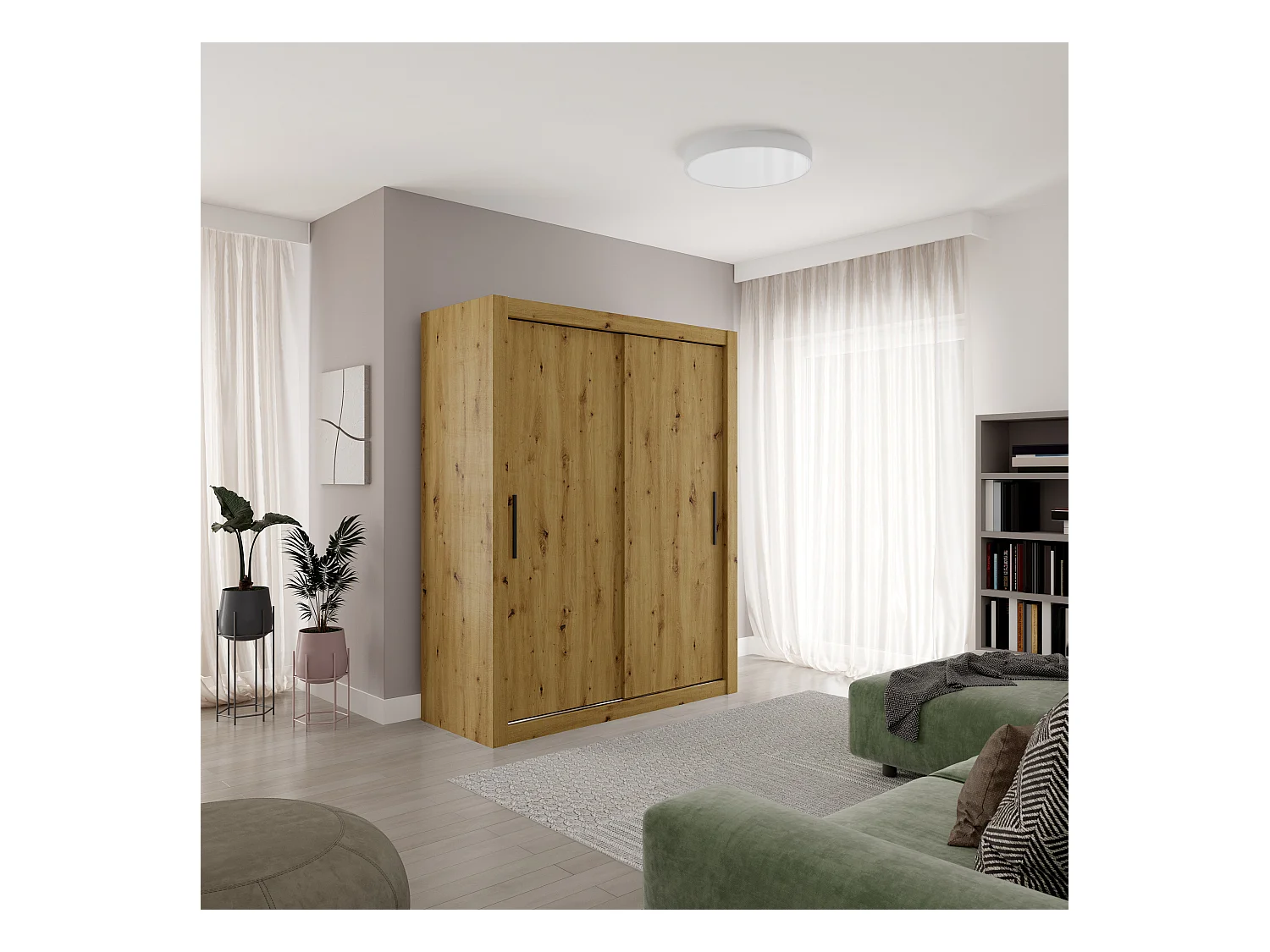 Armoire chambre adulte DIVA 160cm – 2 portes coulissantes-Beige