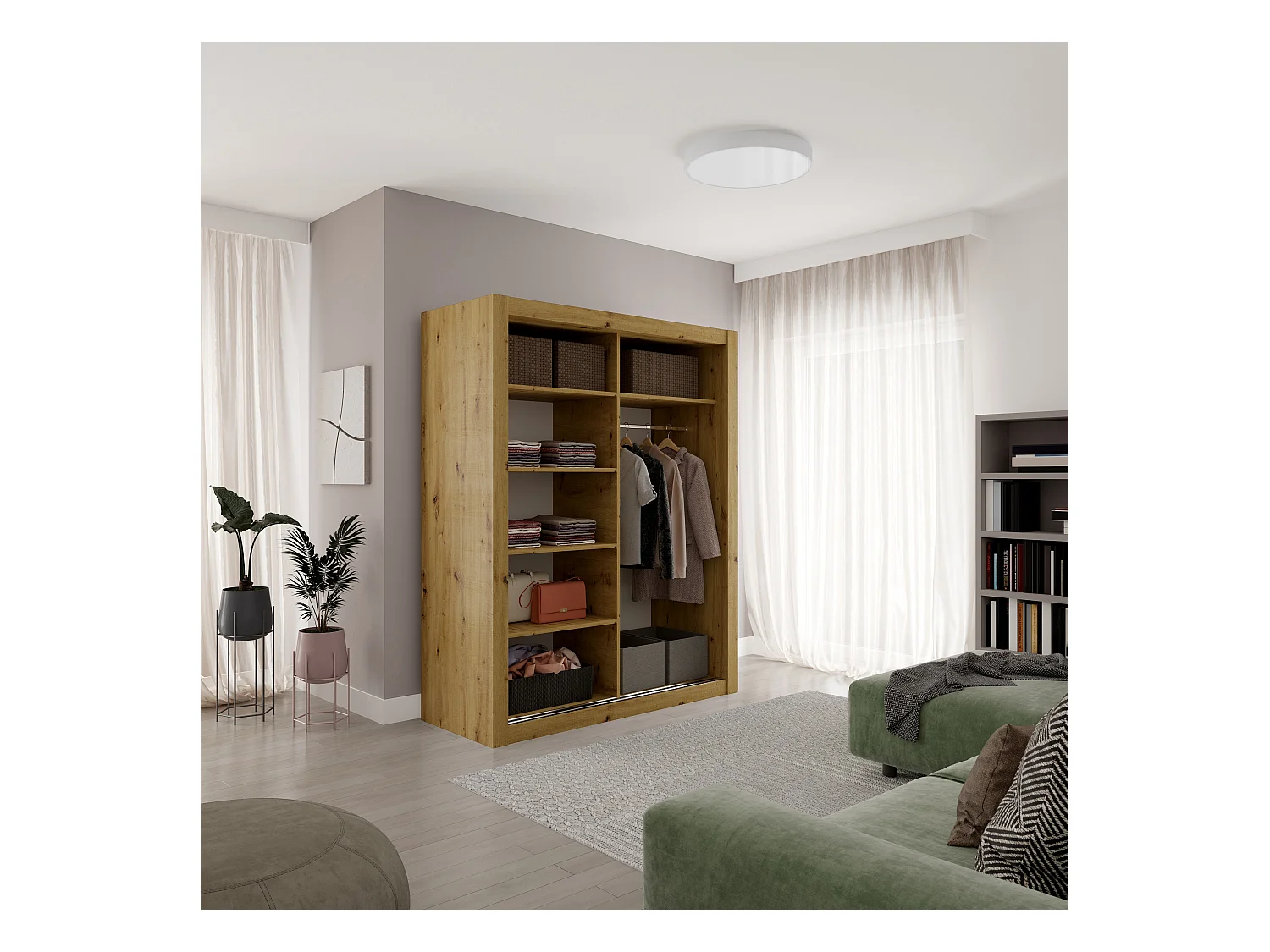 Armoire chambre adulte DIVA 160cm – 2 portes coulissantes-Beige