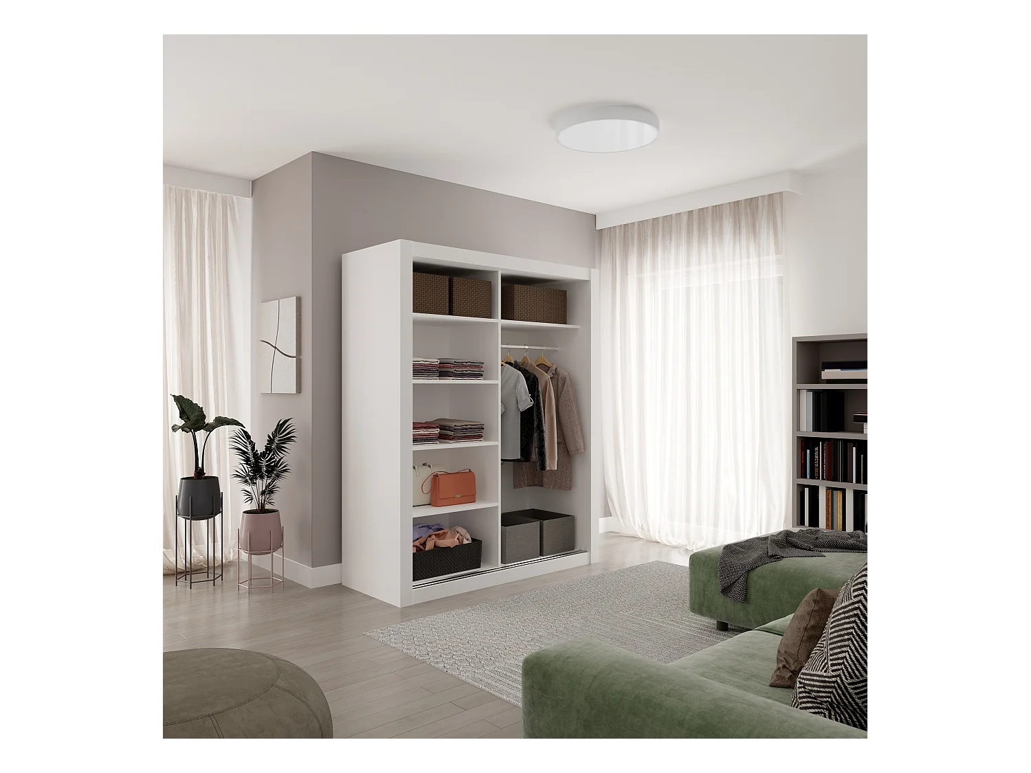 Armoire chambre adulte DIVA 160cm – 2 portes coulissantes-Beige