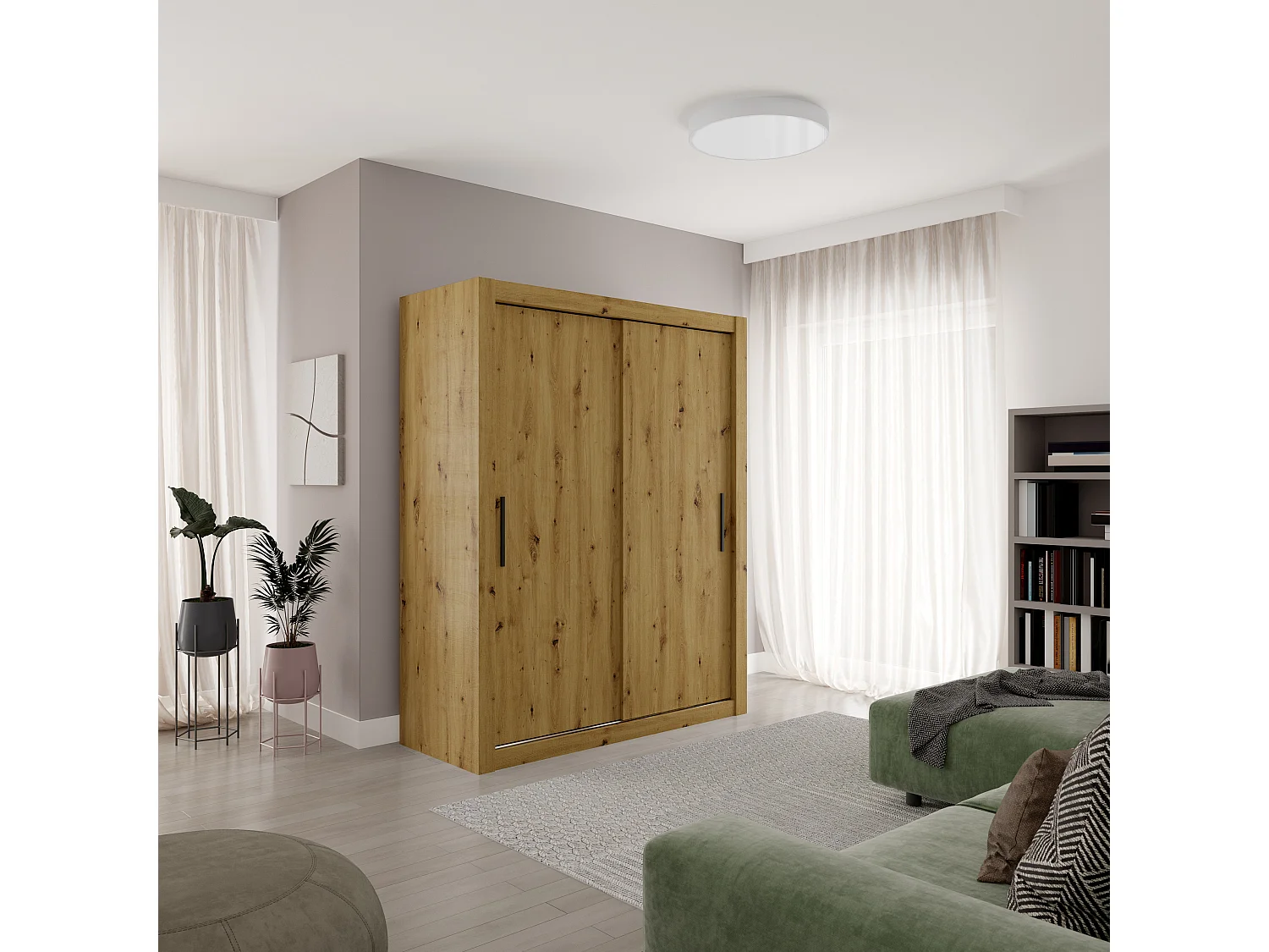 Armoire chambre adulte DIVA 160cm – 2 portes coulissantes-Beige