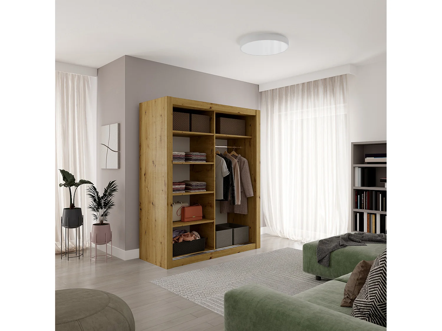 Armoire chambre adulte DIVA 160cm – 2 portes coulissantes-Beige