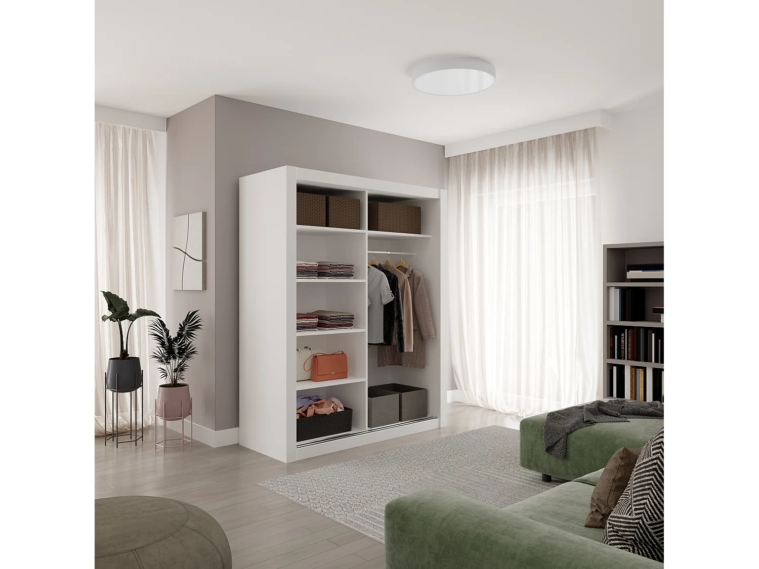 Armoire chambre adulte DIVA 160cm – 2 portes coulissantes-Beige