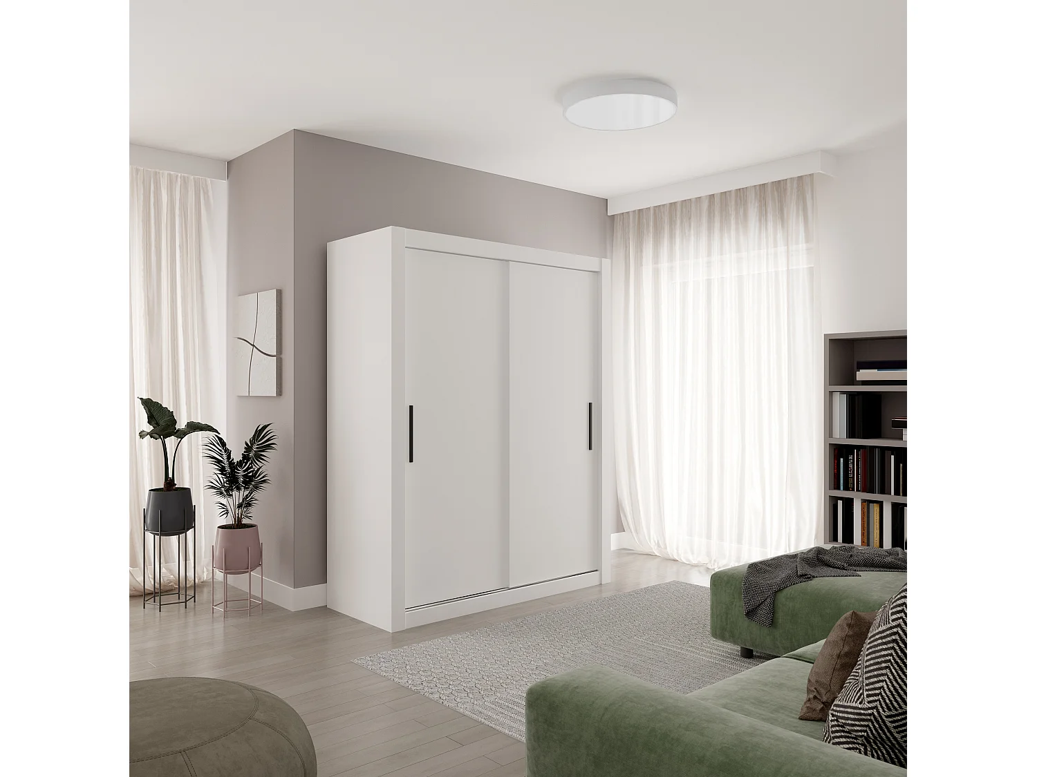 Armoire chambre adulte DIVA 160cm – 2 portes coulissantes-Beige