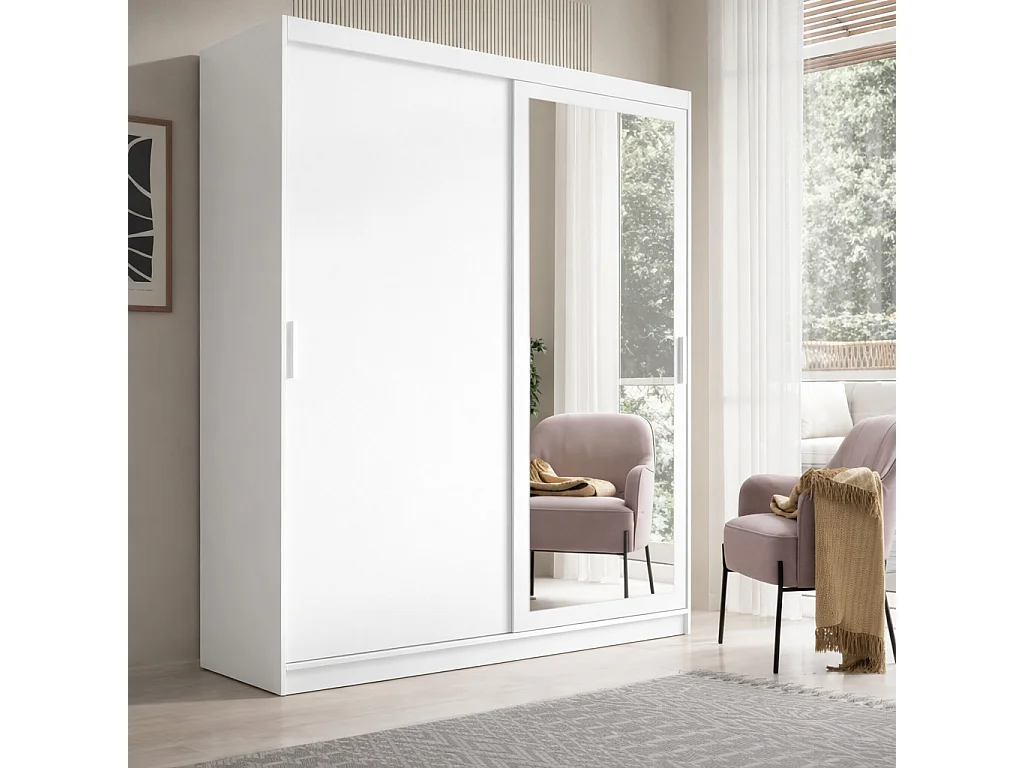Mueble almacenaje Kela Bright de madera lacada en blanco con 2 puertas-Blanco-Anchura 160 cm