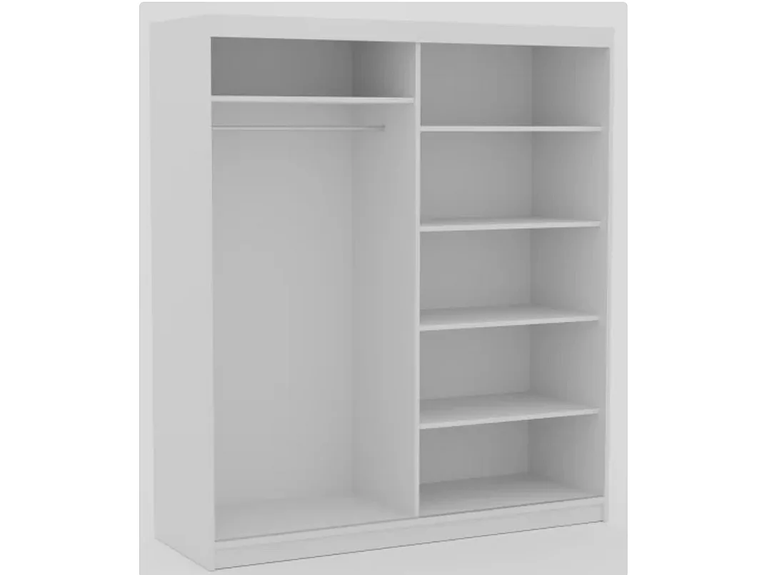 Mueble almacenaje Kela Bright de madera lacada en blanco con 2 puertas-Blanco-Anchura 160 cm