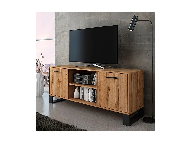 Mueble TV Raw 140 Roble oscuro - Negro