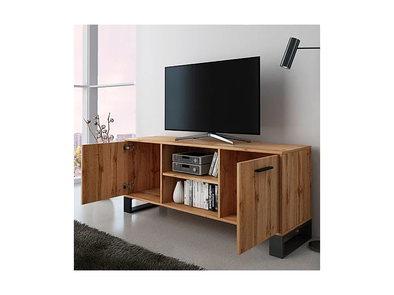Mueble TV Raw 140 Roble oscuro - Negro