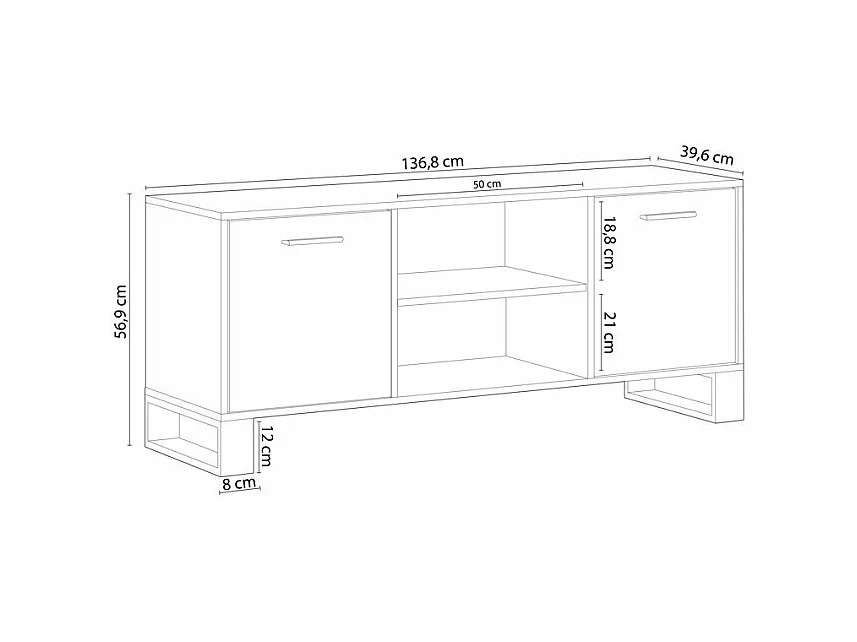 Mueble TV Raw 140 Roble oscuro - Negro