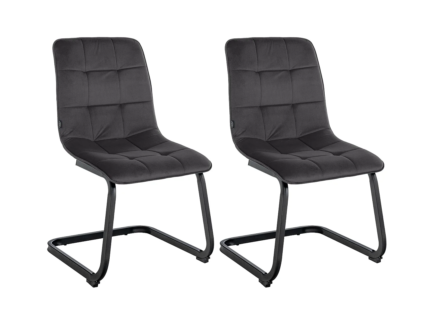 Lot de 2  chaises oscillantes - Velours - Noir - Vermont