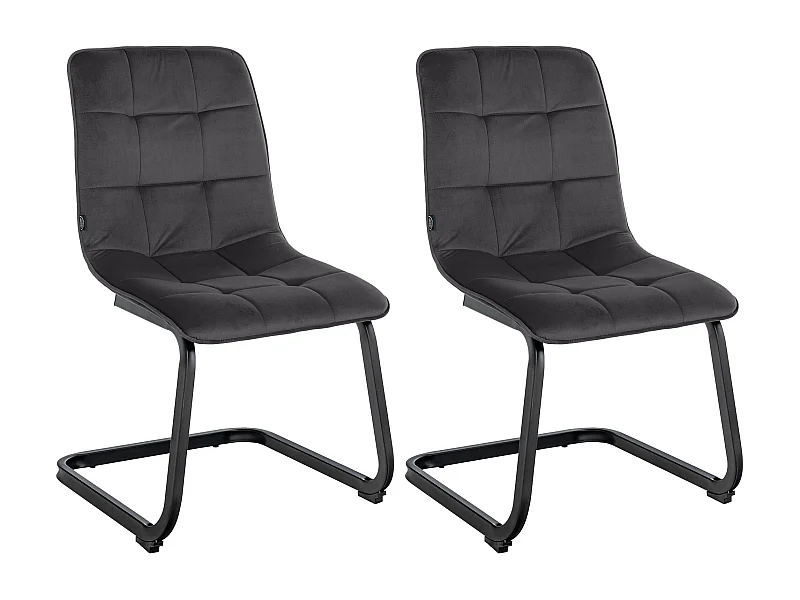 Lot de 2  chaises oscillantes - Velours - Noir - Vermont