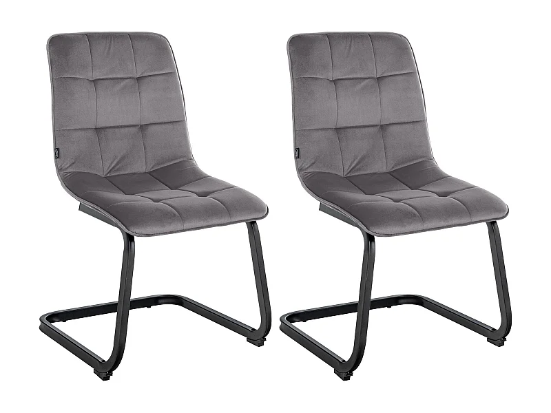 Lot de 2  chaises oscillantes - Velours - Gris foncé - Vermont