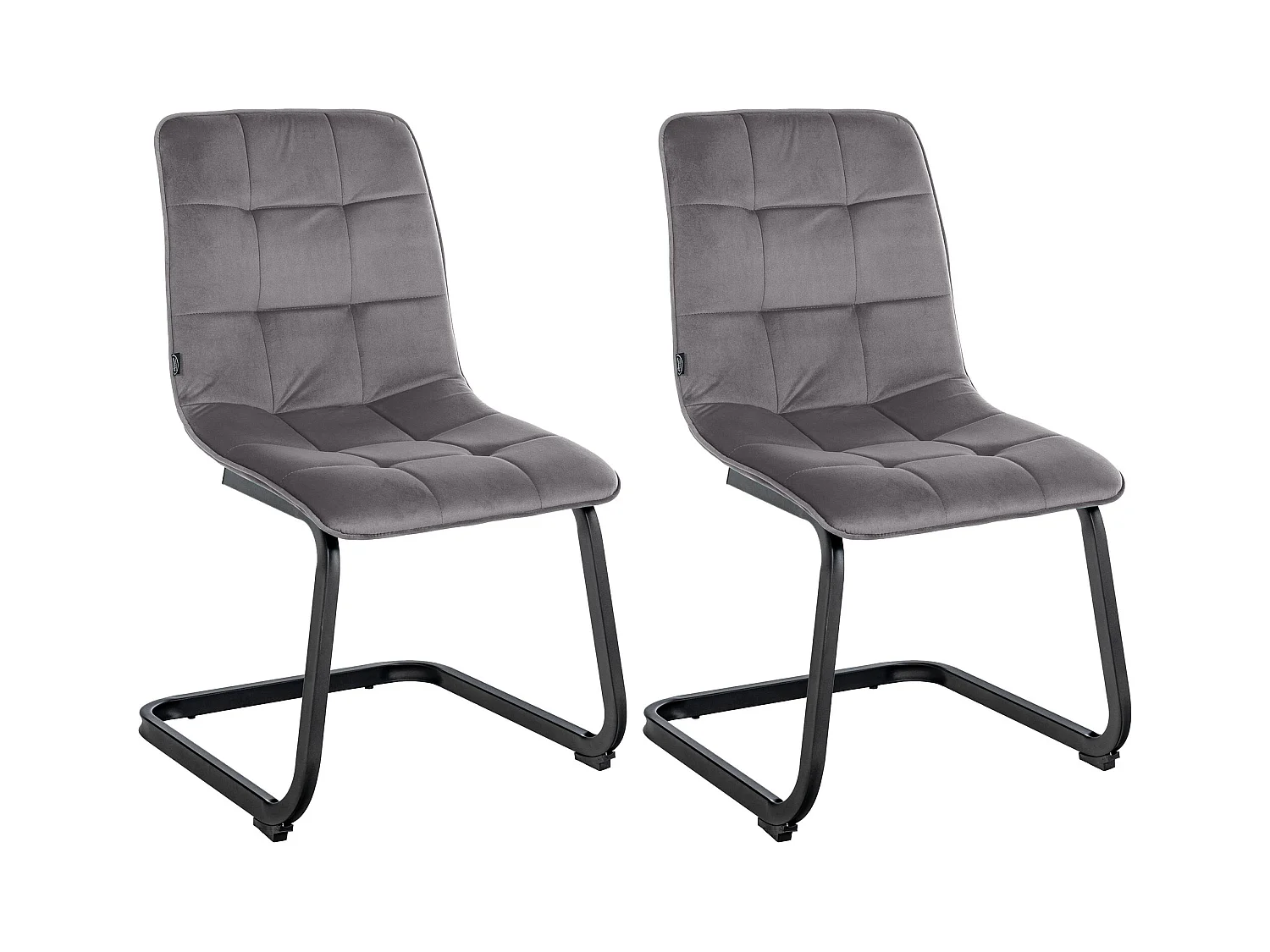Lot de 2  chaises oscillantes - Velours - Gris foncé - Vermont