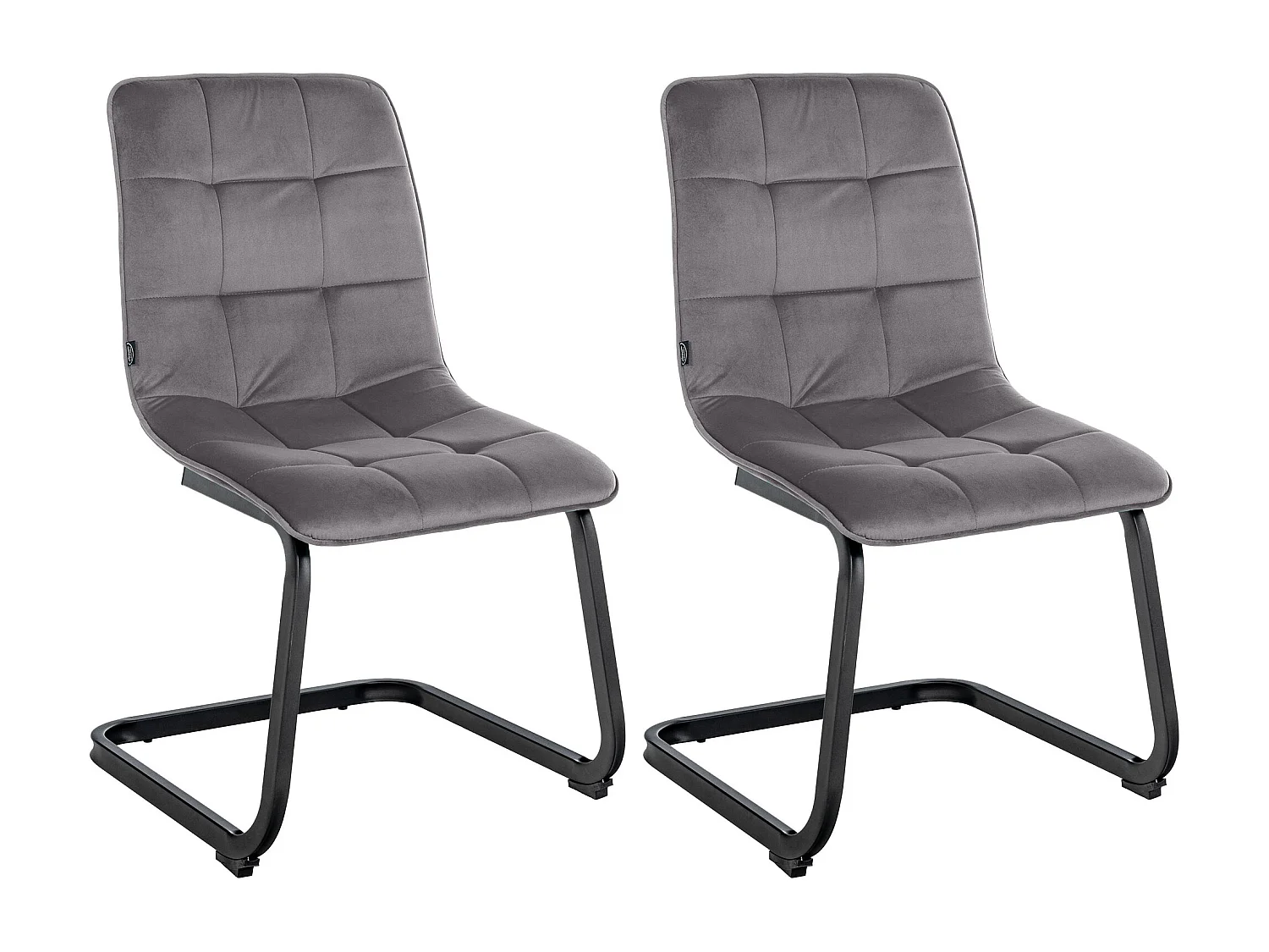 Lot de 2  chaises oscillantes - Velours - Gris foncé - Vermont