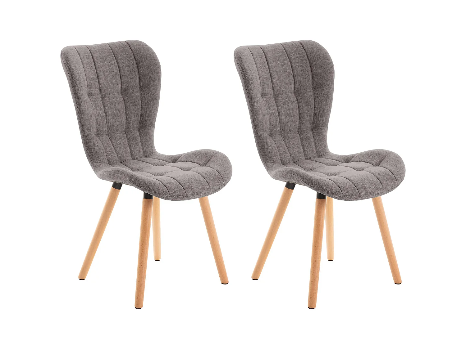 Lot de 2  chaise salle à manger - Tissu - Gris clair - Elda
