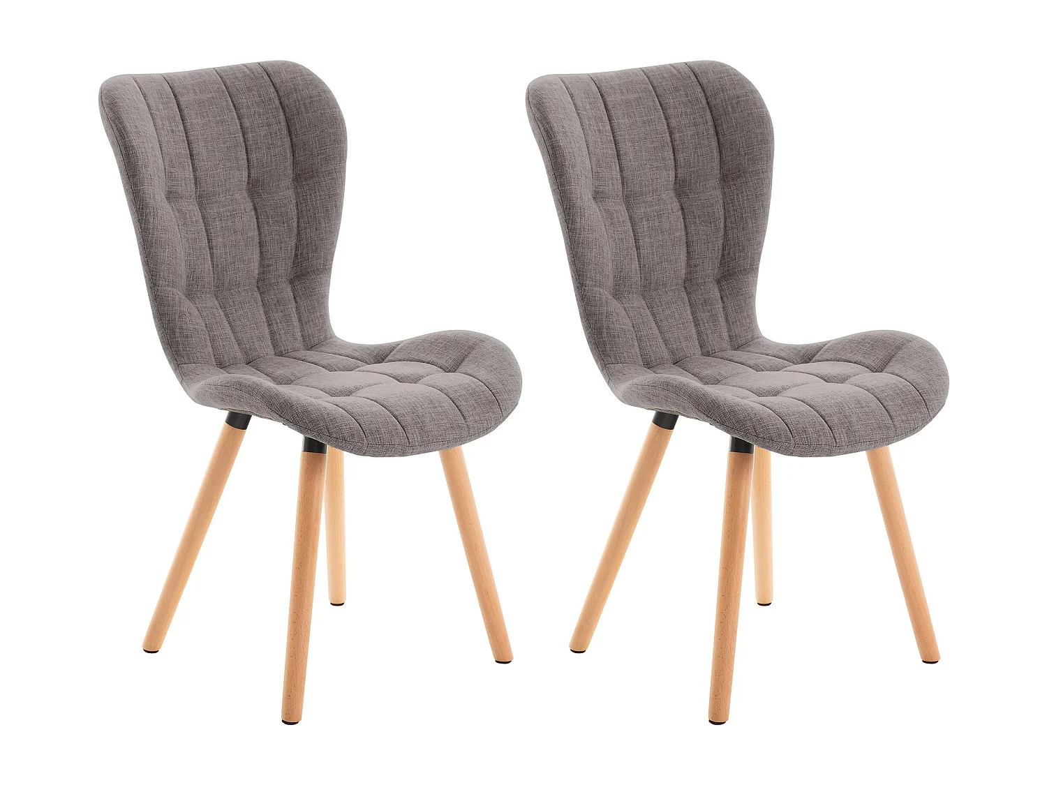 Lot de 2  chaise salle à manger - Tissu - Gris clair - Elda