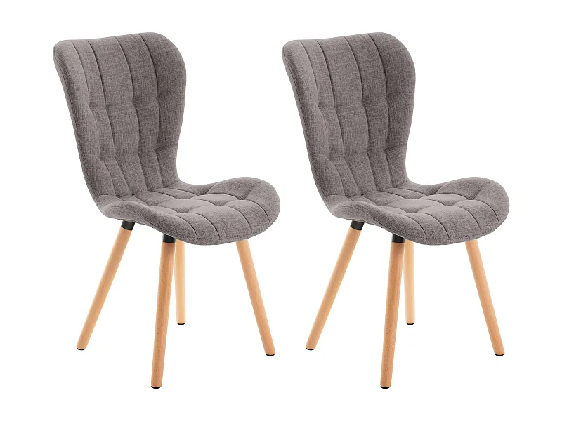 Lot de 2  chaise salle à manger - Tissu - Gris clair - Elda