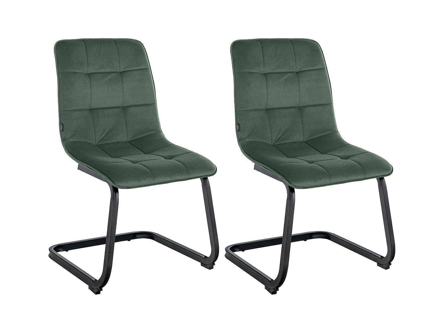 Lot de 2  chaises oscillantes - Velours - Vert foncé - Vermont