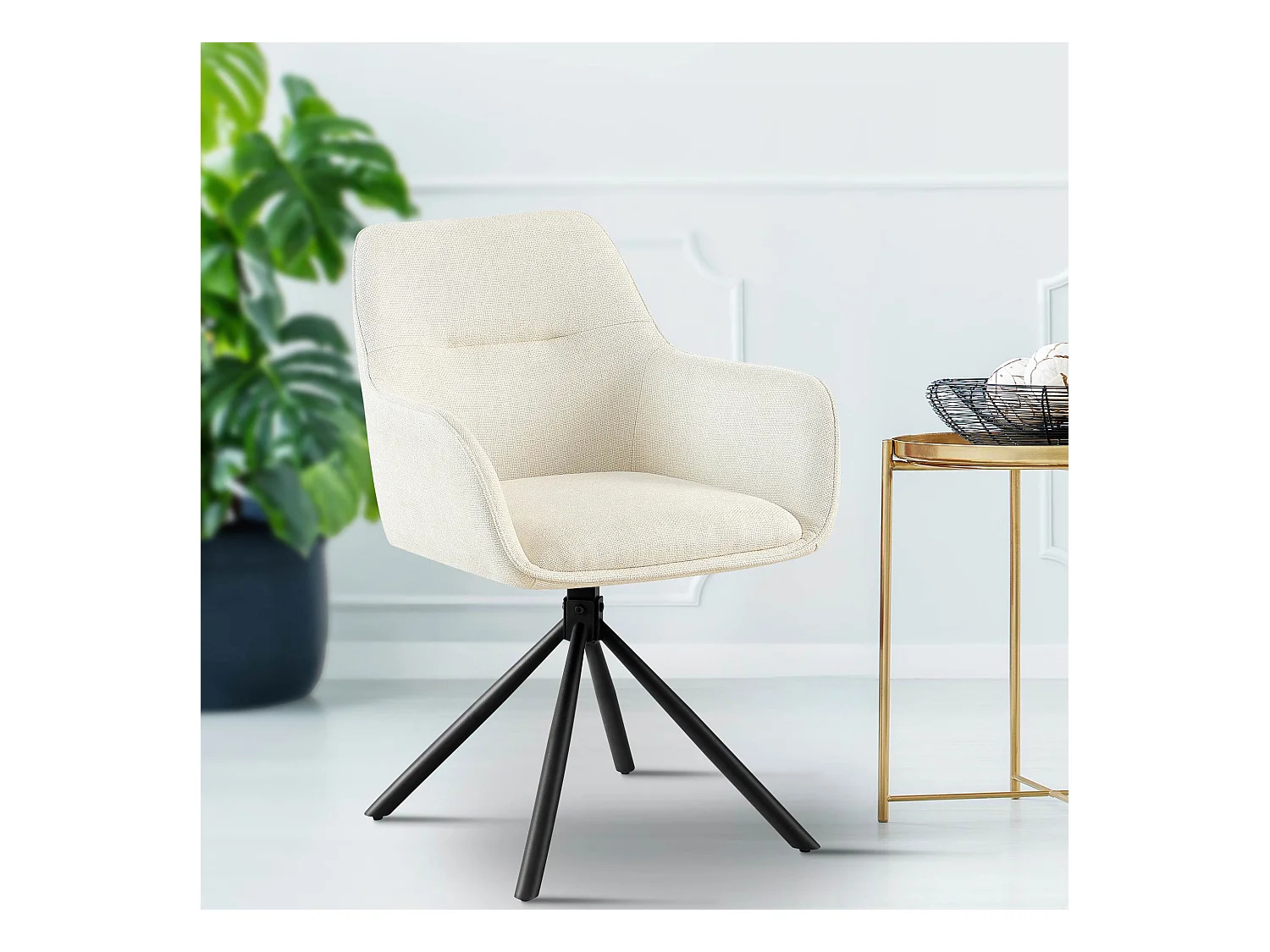 chaises avec accoudoirs - Tissu - Crème - Tipton