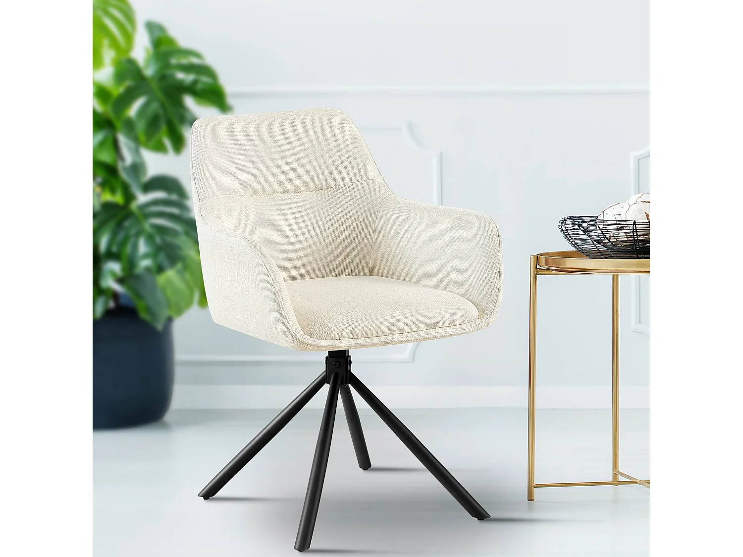 chaises avec accoudoirs - Tissu - Crème - Tipton