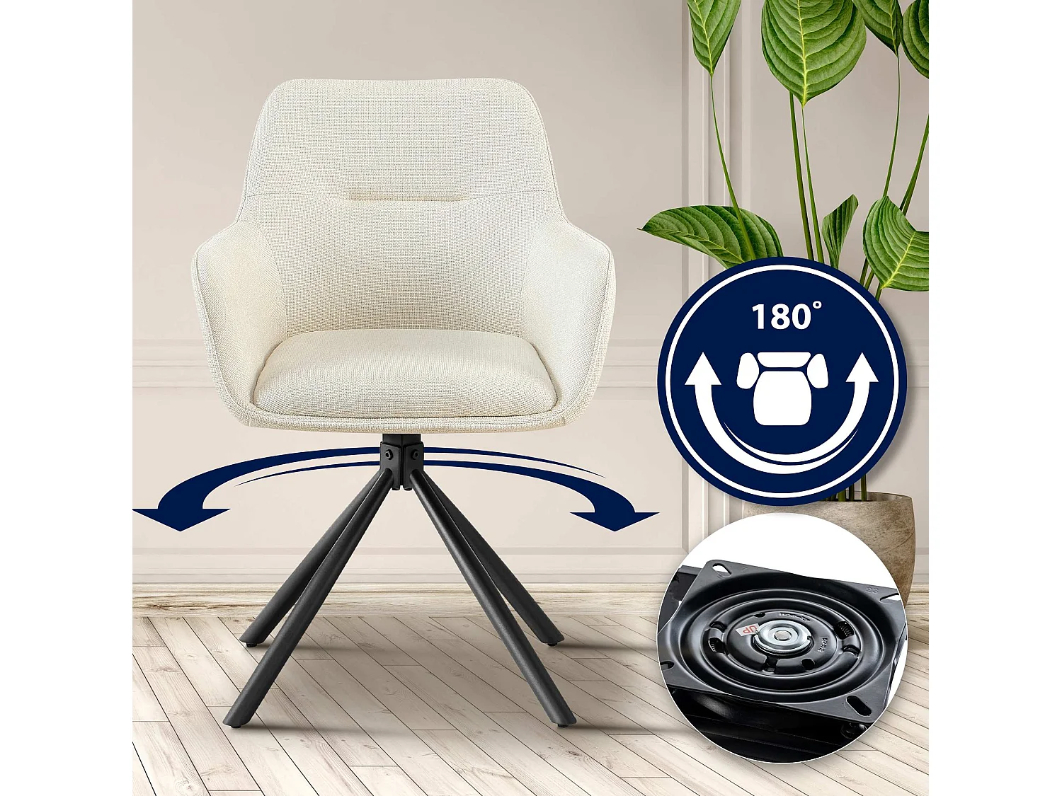 chaises avec accoudoirs - Tissu - Crème - Tipton