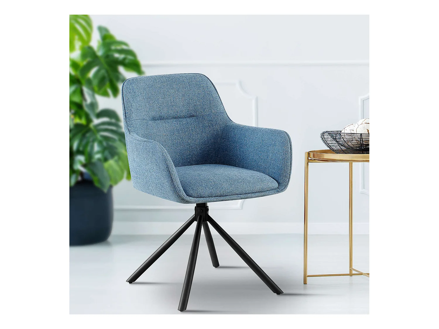 chaises avec accoudoirs - Tissu - Bleu - Tipton