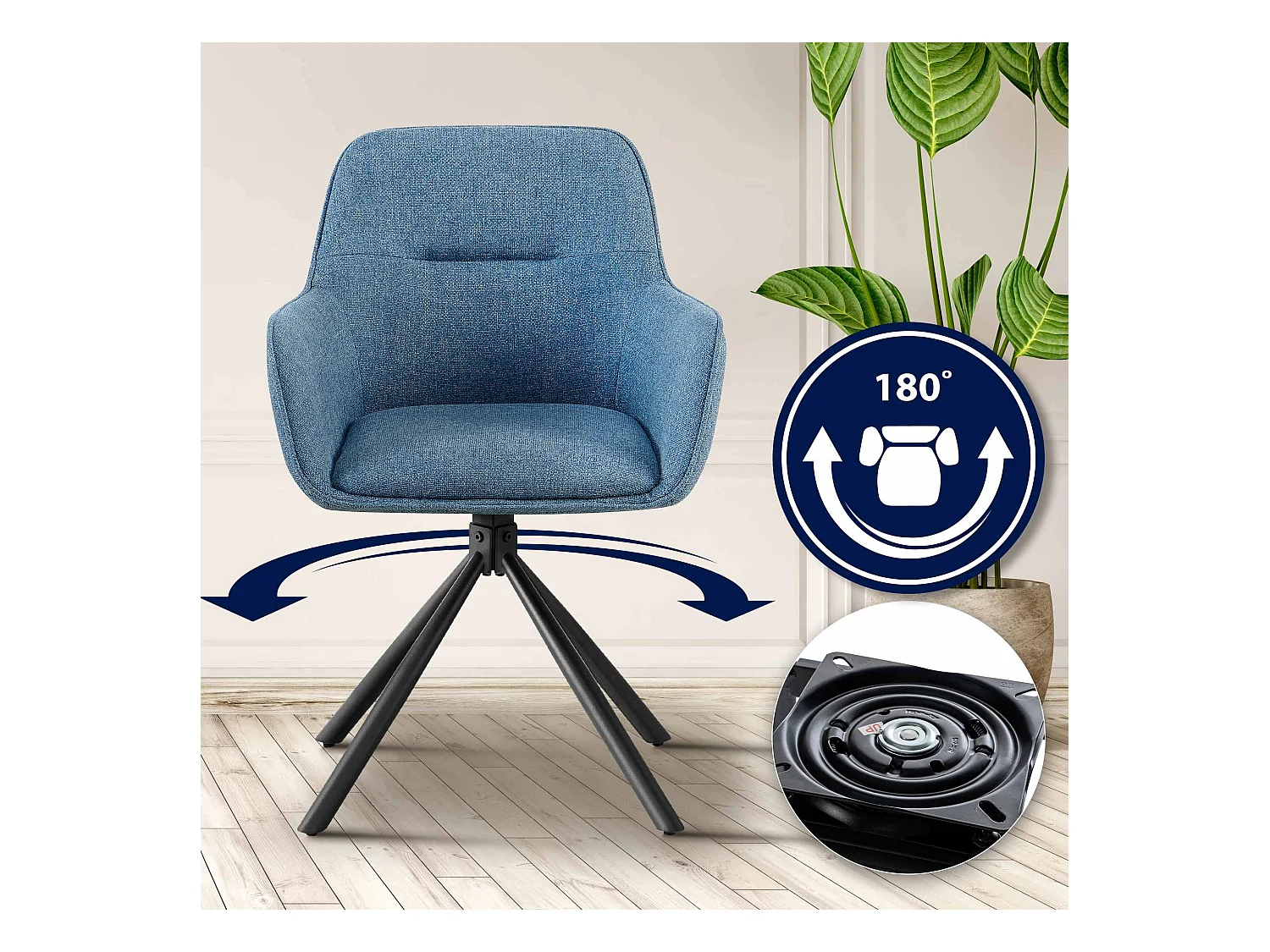 chaises avec accoudoirs - Tissu - Bleu - Tipton